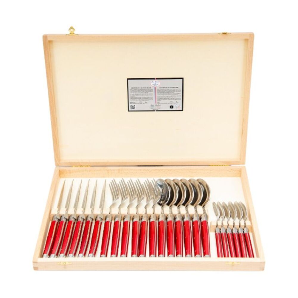 Jean Dubost Laguiole 24Pc Flatware Set, Red
